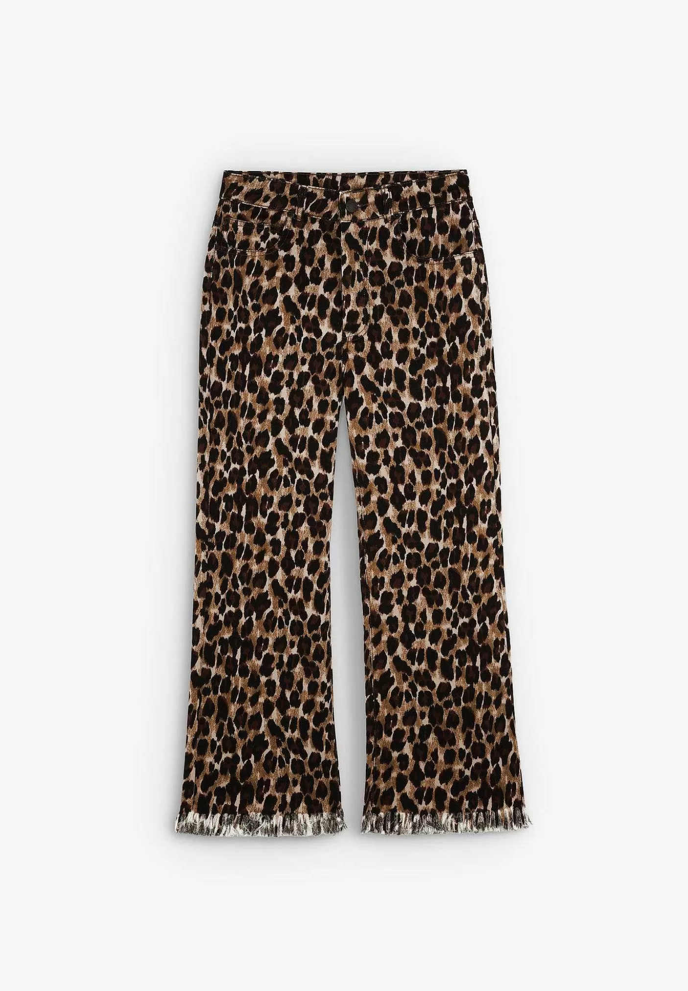 Scalpers Animal Print Pants With Fringe Hem New