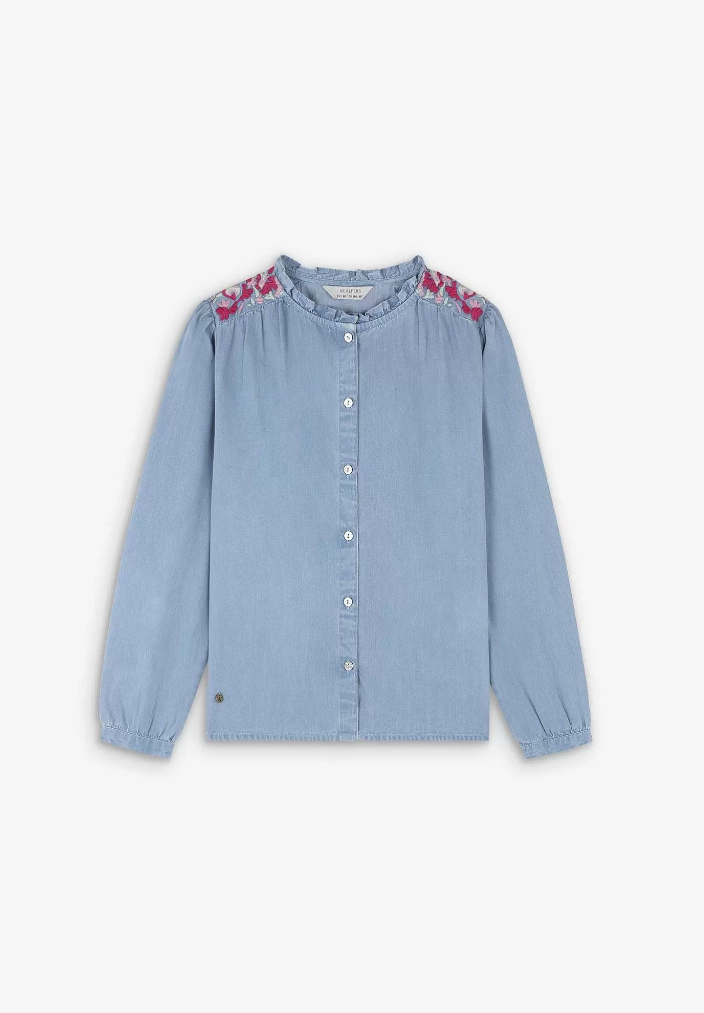 Scalpers Contrast Embroidered Denim Blouse Best