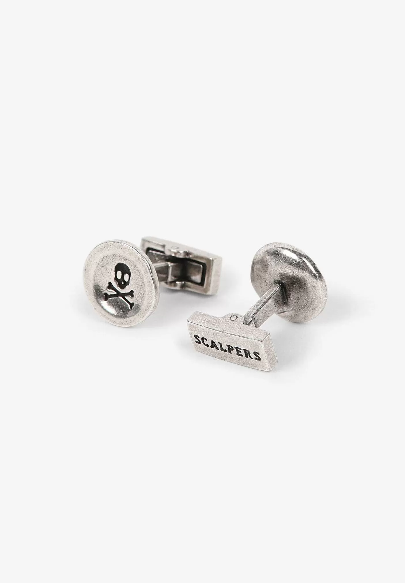 Scalpers Engraved Skull Round Cufflinks Cheap