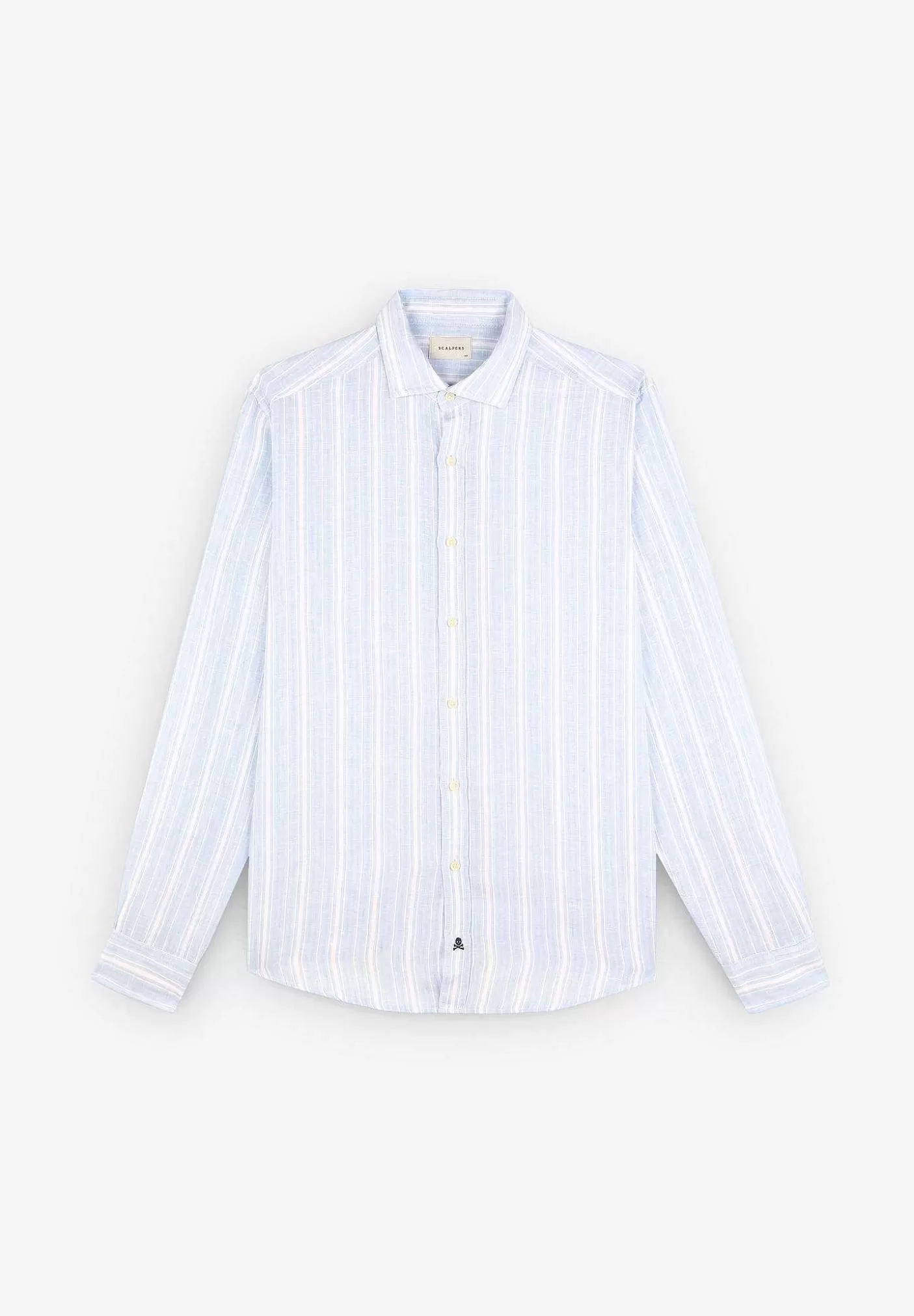 Scalpers Premium Linen Striped Slim Shirt Clearance